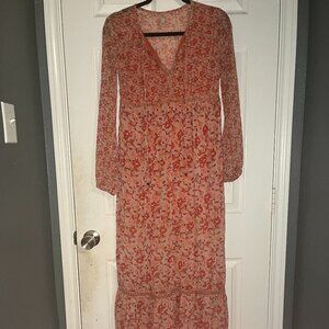 Pink Floral Long Sleeve Dress